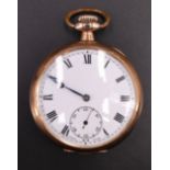 An early 20th Century gold plated pocket watch, having a 17 jewel crown wind and set Swiss movement,