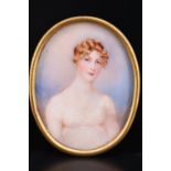 An early 19th Century portrait miniature of Miss Maxwell of Monreith, watercolour on ivory, label