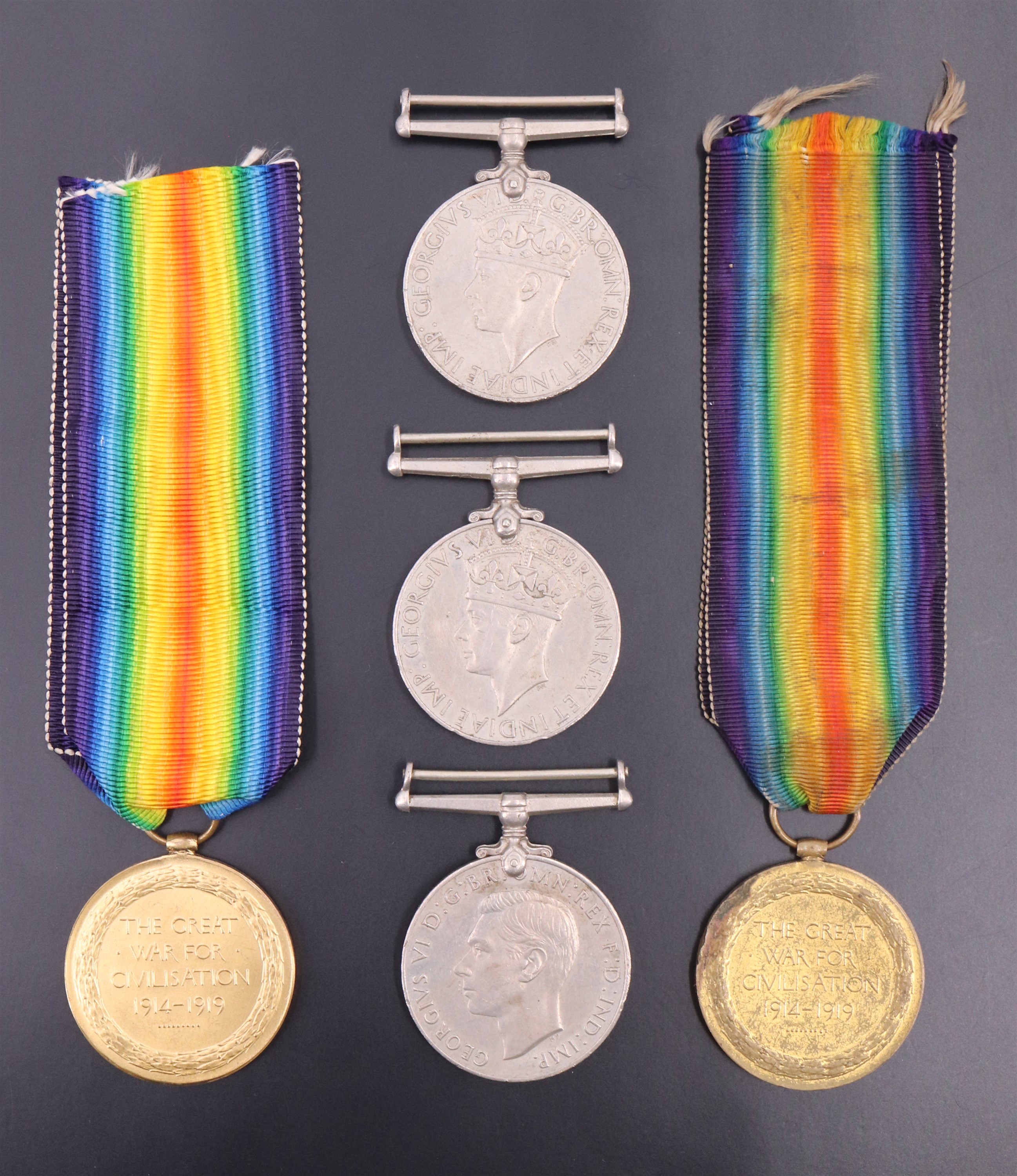 Two Allied Victory medals respectively for Pte R Bare and Pte H Baker, both of Durham Light