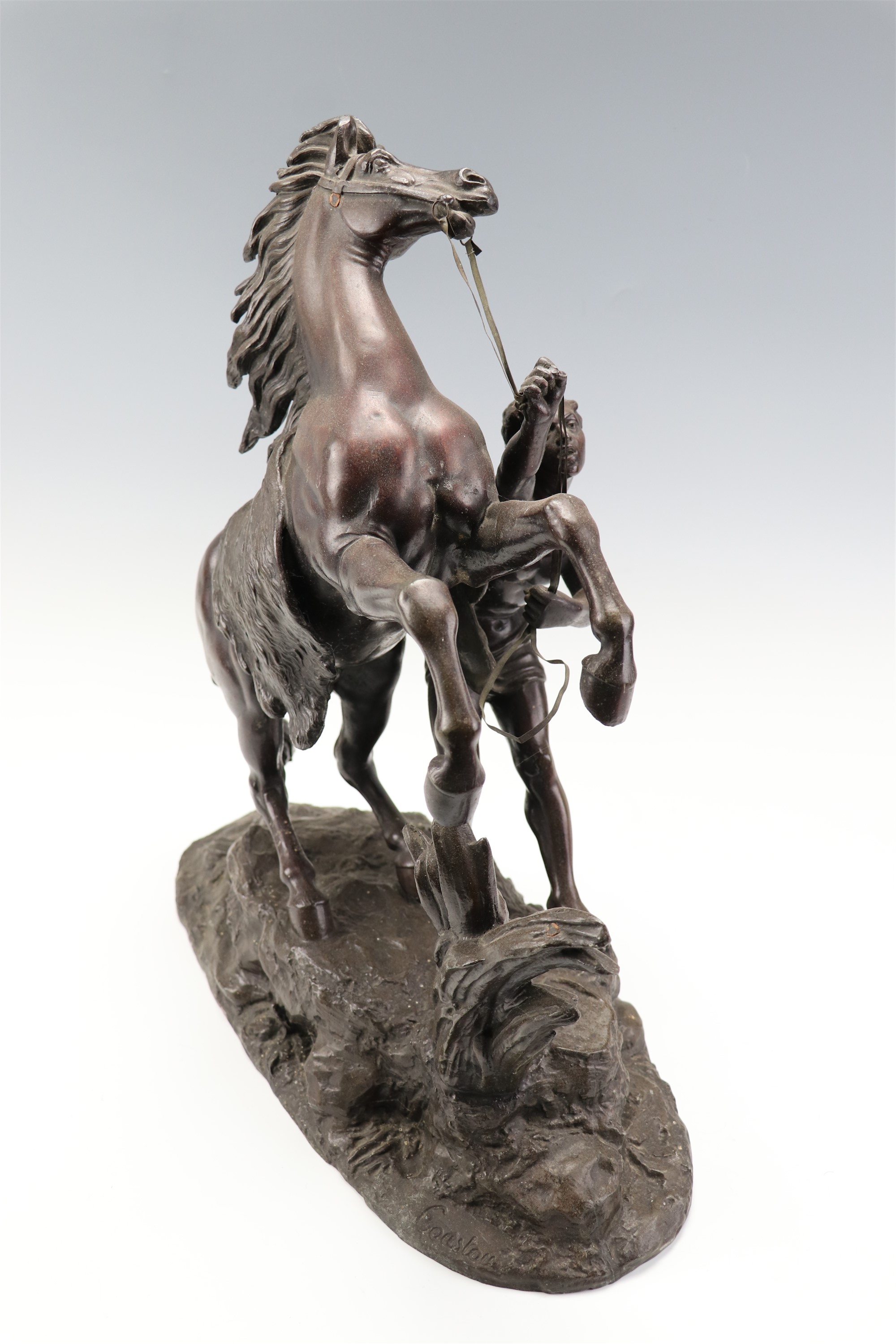 After Guillaume Coustou (1677 - 1746) "Marly Horses", a pair of late 19th / early 20 Century spelter - Image 3 of 12