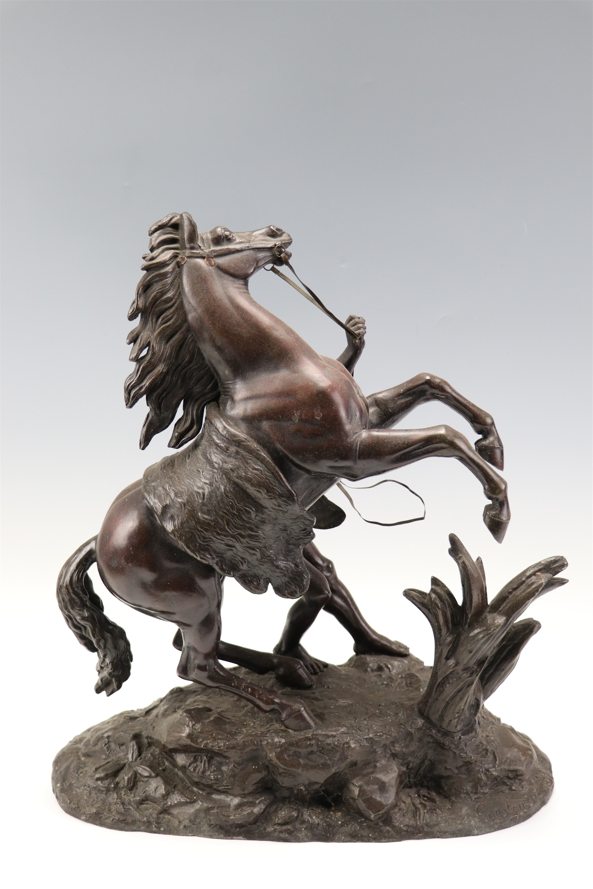 After Guillaume Coustou (1677 - 1746) "Marly Horses", a pair of late 19th / early 20 Century spelter - Image 4 of 12