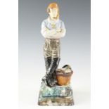 A Victorian Wayte & Ridge majolica figurine of a fisherman, 1870 - 1896, 31 cm