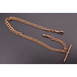 An early 20th Century 9 ct gold adorsed graduated curb link watch chain, Birmingham, 38.61 g, 35 cm