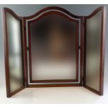 A 1930s mahogany framed triptych dressing table mirror, 67 cm high