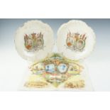 Two Kind Edward VII Coronation Plates together with a commemorative handkerchief