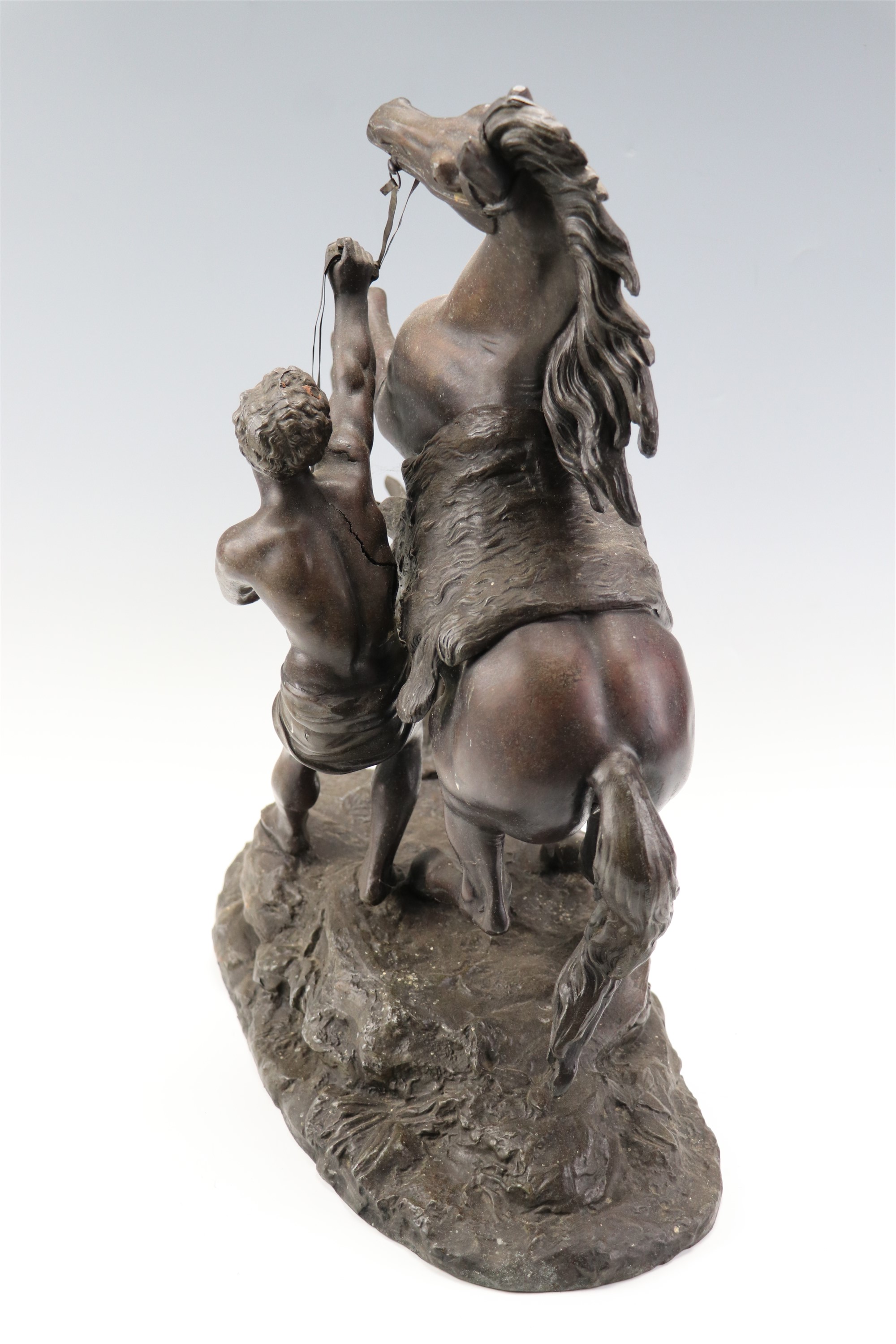After Guillaume Coustou (1677 - 1746) "Marly Horses", a pair of late 19th / early 20 Century spelter - Image 5 of 12