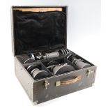 A cased set of Taylor and Hobson camera lenses, comprising an Ortal 2 inch 50 mm f/2 T2.3 TV Lens,