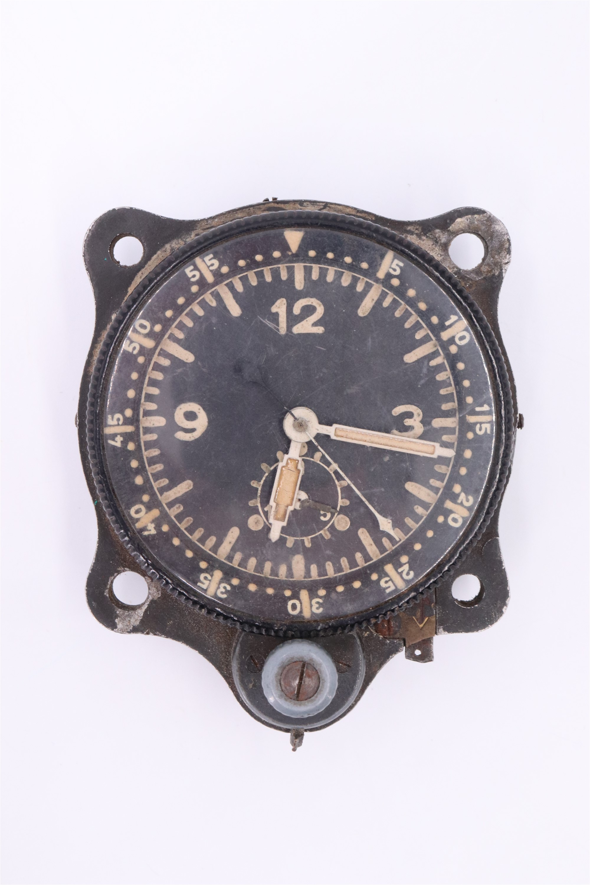 A German Third Reich Luftwaffe aircraft cockpit clock, (a/f)