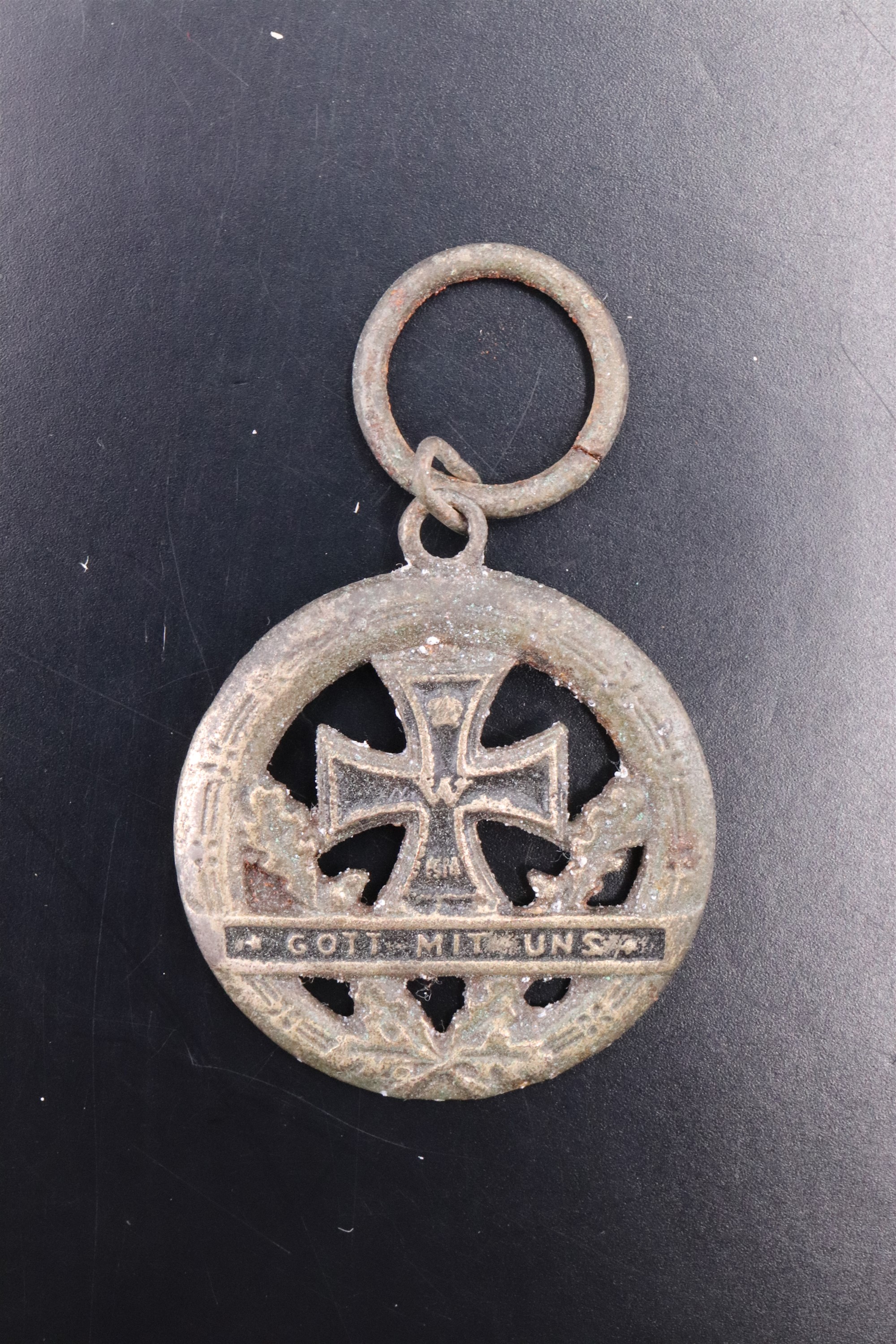 An Imperial German patriotic watch chain fob medallion incorporating an Iron Cross device