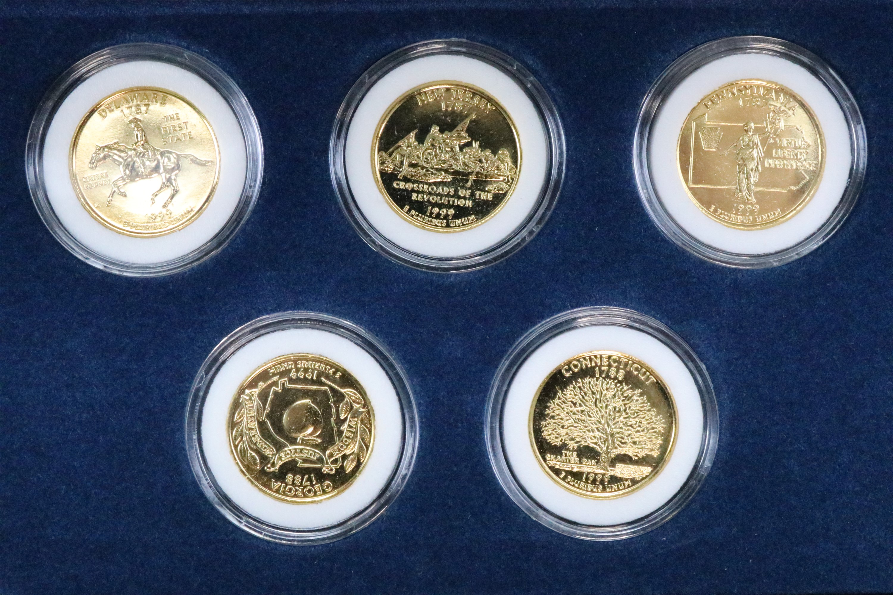 A large group of cased 24 ct gold plated "The United States 50 State Quarters Coin Collection" - Image 10 of 12