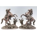 After Guillaume Coustou (1677 - 1746) "Marly Horses", a pair of late 19th / early 20 Century spelter