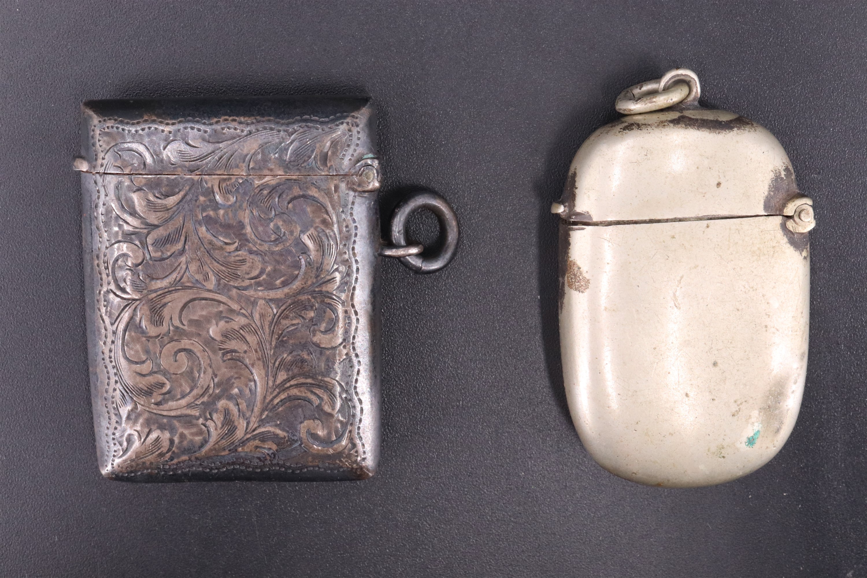 A Victorian silver vesta case, decorated with engraved foliate scrolls, William J Holmes, - Image 2 of 4