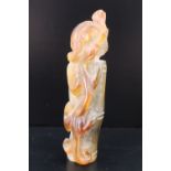 A Chinese carved jade lizard climbing bamboo, 6 cm
