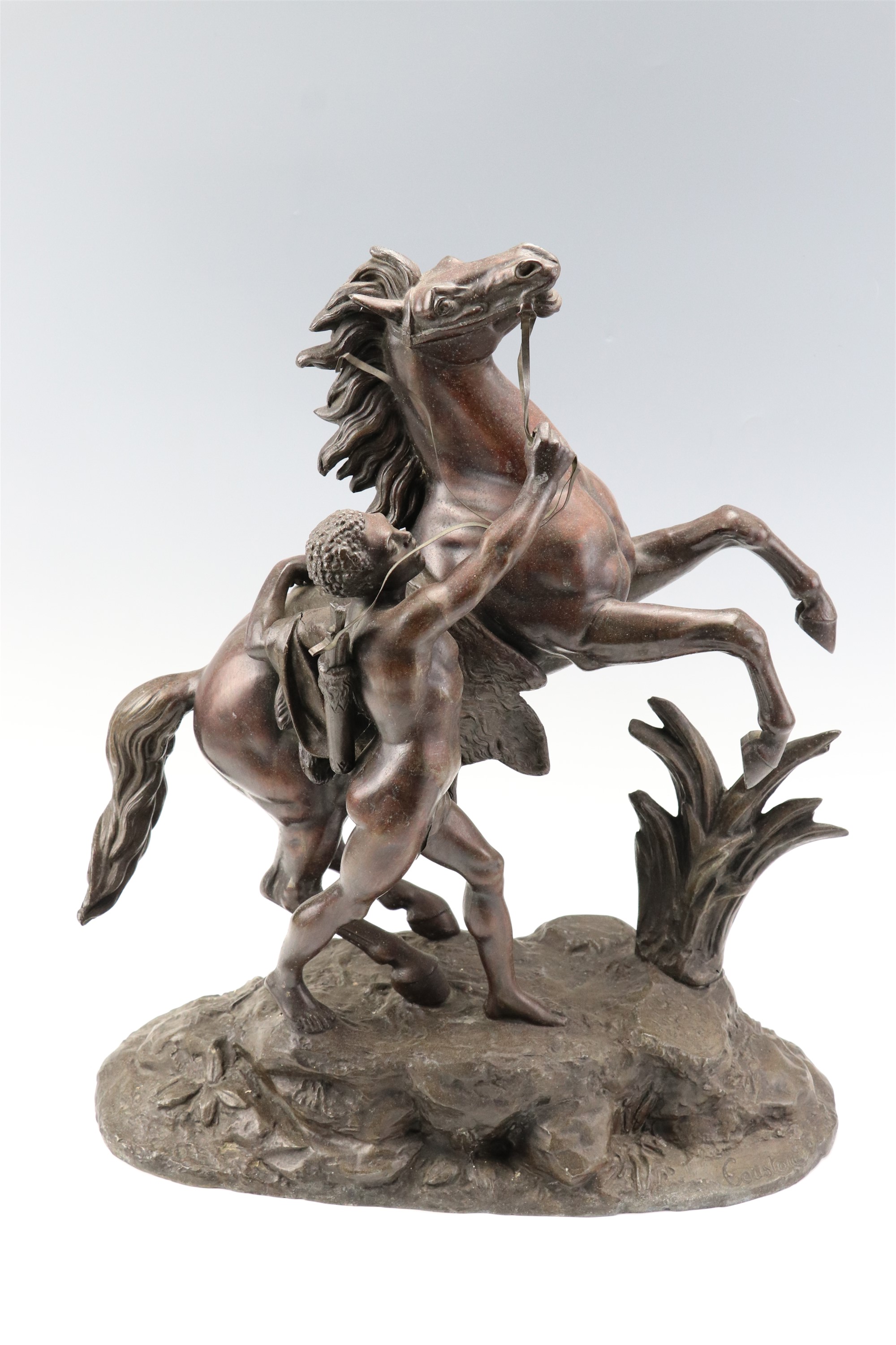 After Guillaume Coustou (1677 - 1746) "Marly Horses", a pair of late 19th / early 20 Century spelter - Image 8 of 12