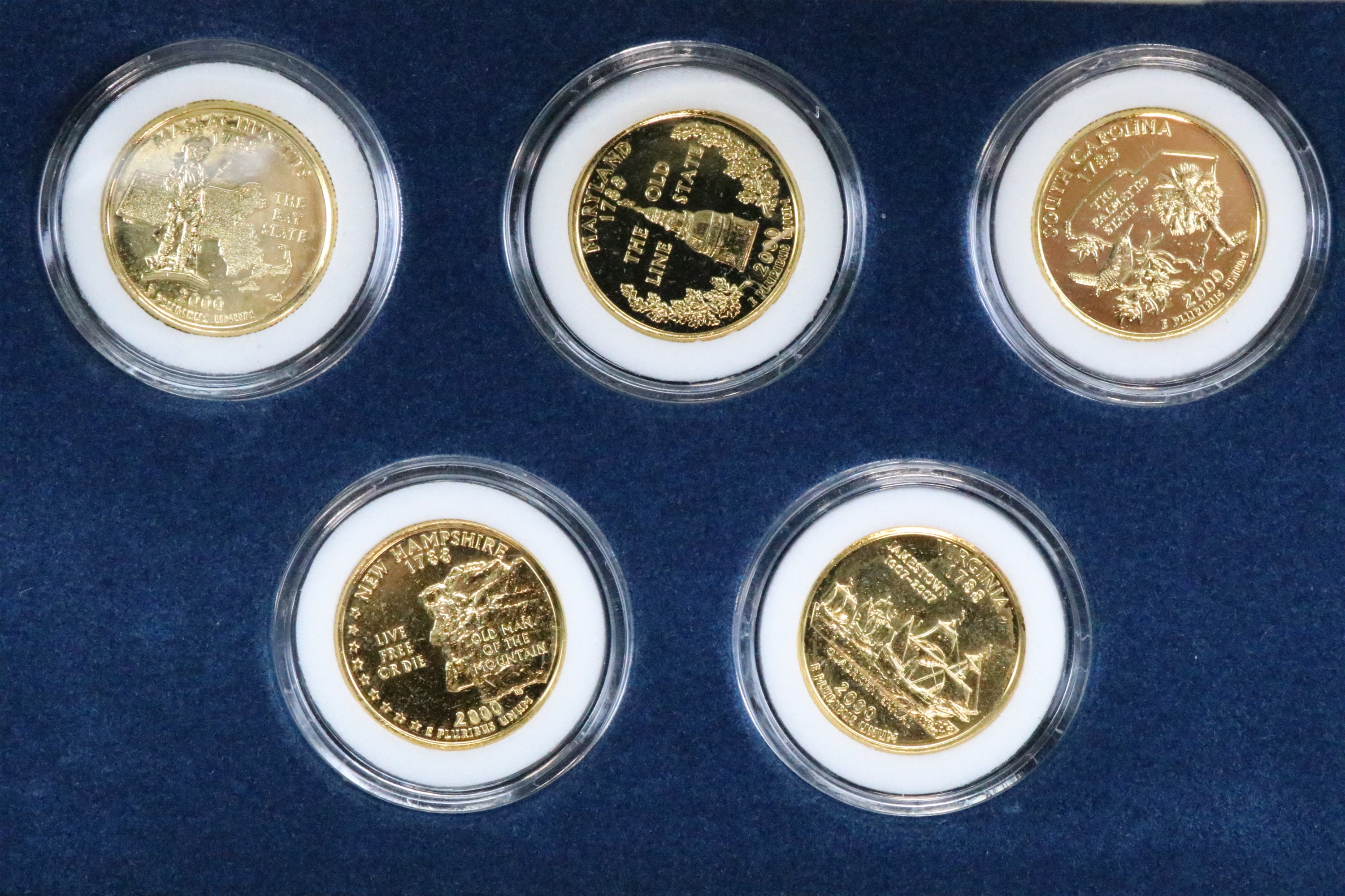 A large group of cased 24 ct gold plated "The United States 50 State Quarters Coin Collection" - Image 9 of 12