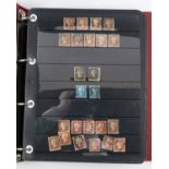 An album containing a collection of GB definitive stamps including two 1d Blacks, two 2d Blues, 1d