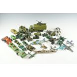 A group of Dinky, Britains Ltd, Matchbox and other military vehicles, including Army Jeeps, tanks