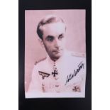 [Autograph] A contemporary print of a Second World War portrait photograph of Otto Carius, German