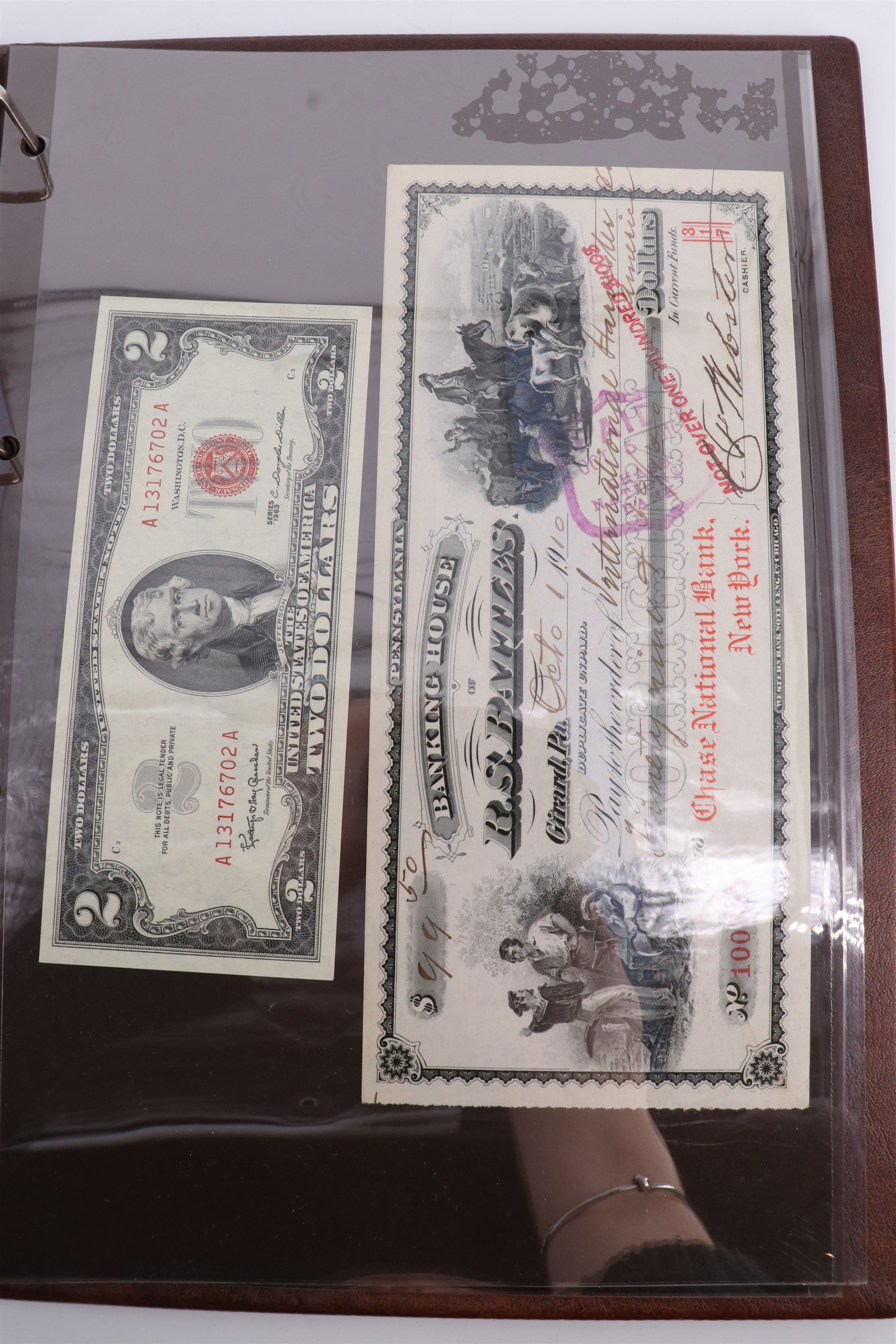 Two albums containing a collection of world banknotes, including German Notgeld, USA, Russia, New - Image 24 of 55
