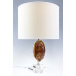 A Lucite and faux tortoise shell table lamp, 55 cm