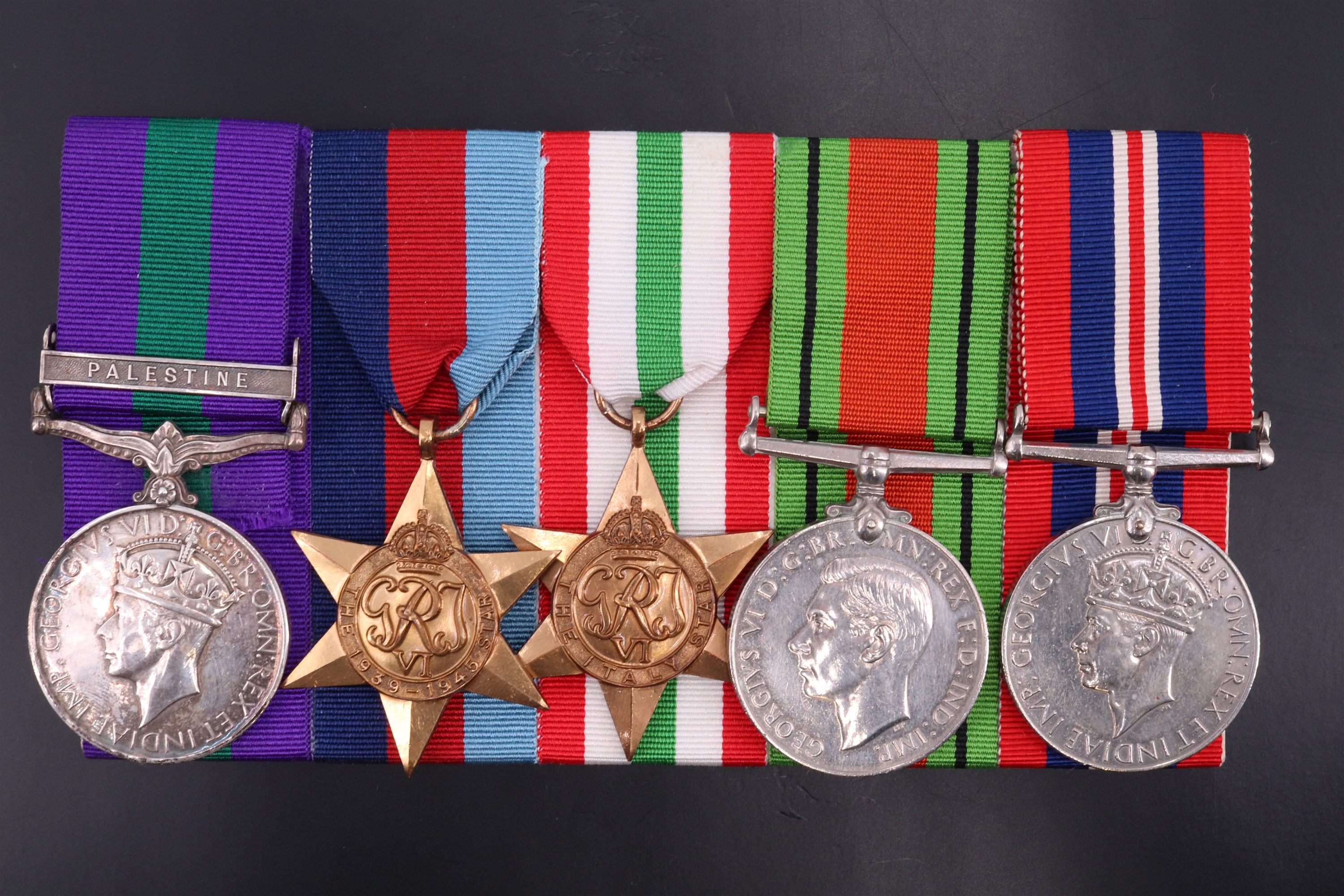 A George V General Service Medal with Palestine clasp, together with Second World War campaign