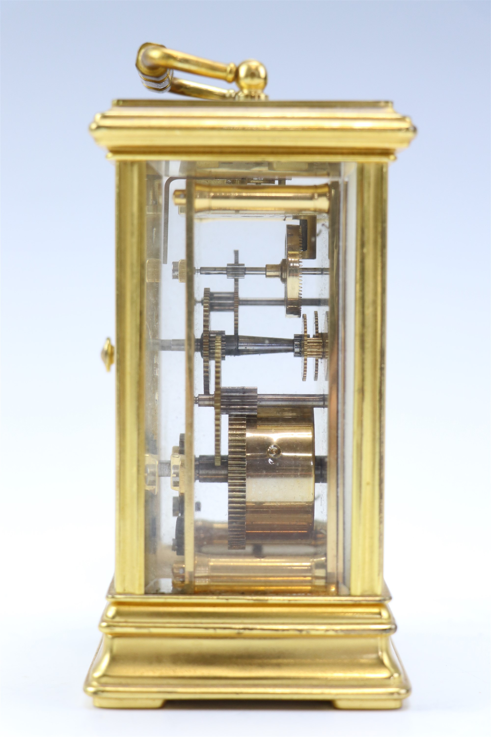 A late 20th Century gilt brass cased carriage clock, having a key wound and set movement marked ' - Image 2 of 3