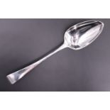 A George III Old English pattern silver table spoon, bearing engraved marriage dedication 'E:G 1804'