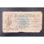 A George III Tamworth Old Bank one pound provincial banknote, 1st June 1813, James Harding