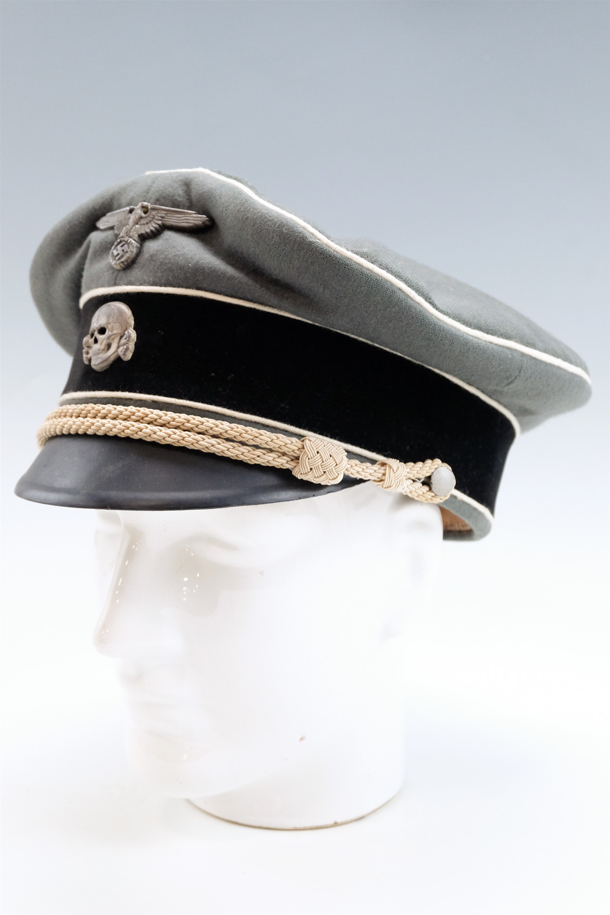 A reproduction German Third Reich Waffen SS officer's peaked cap - Image 2 of 4