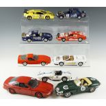 Nine diecast model racing cars etc, including Jaguar E Type 1961, Ferrari 250 Testa Rossa