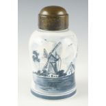 A mid 20th Century D.P. Delft ceramic tea caddy, 13 cm