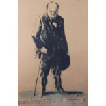 After Feliks Topolski (Polish, 1907 - 1989) A full length portrait of Winston Churchill holding a