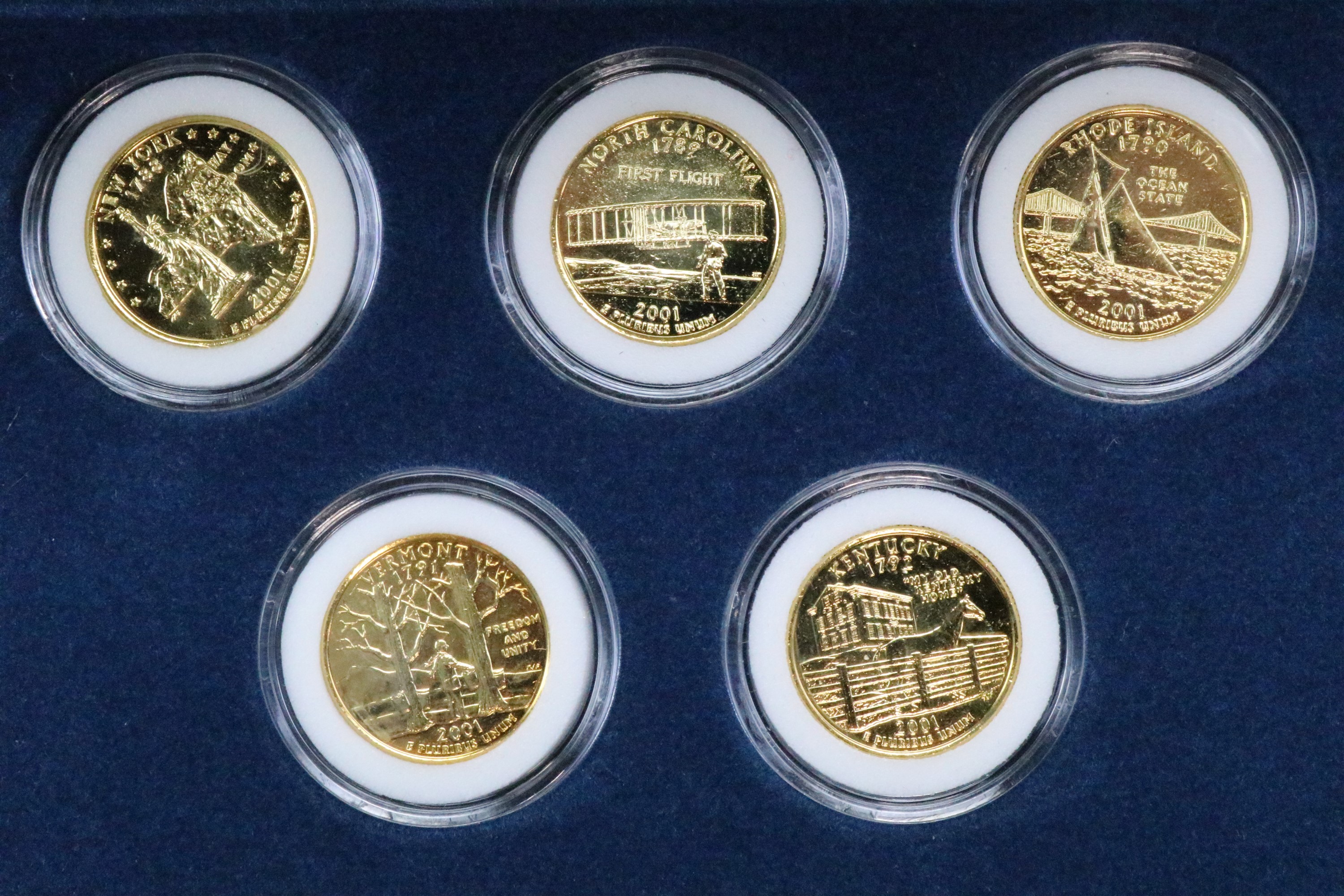 A large group of cased 24 ct gold plated "The United States 50 State Quarters Coin Collection" - Image 4 of 12