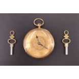 A Victorian 18 ct gold fob watch, having a key wind and set movement marked 'Isaac Goldman,