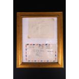 An Elvis Presley autograph signature by his secretary, together with envelope stamped "Elvis