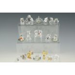 A group of Swarovski type glass figurines, including Teddy bears, an owl, etc, tallest 4.5 cm