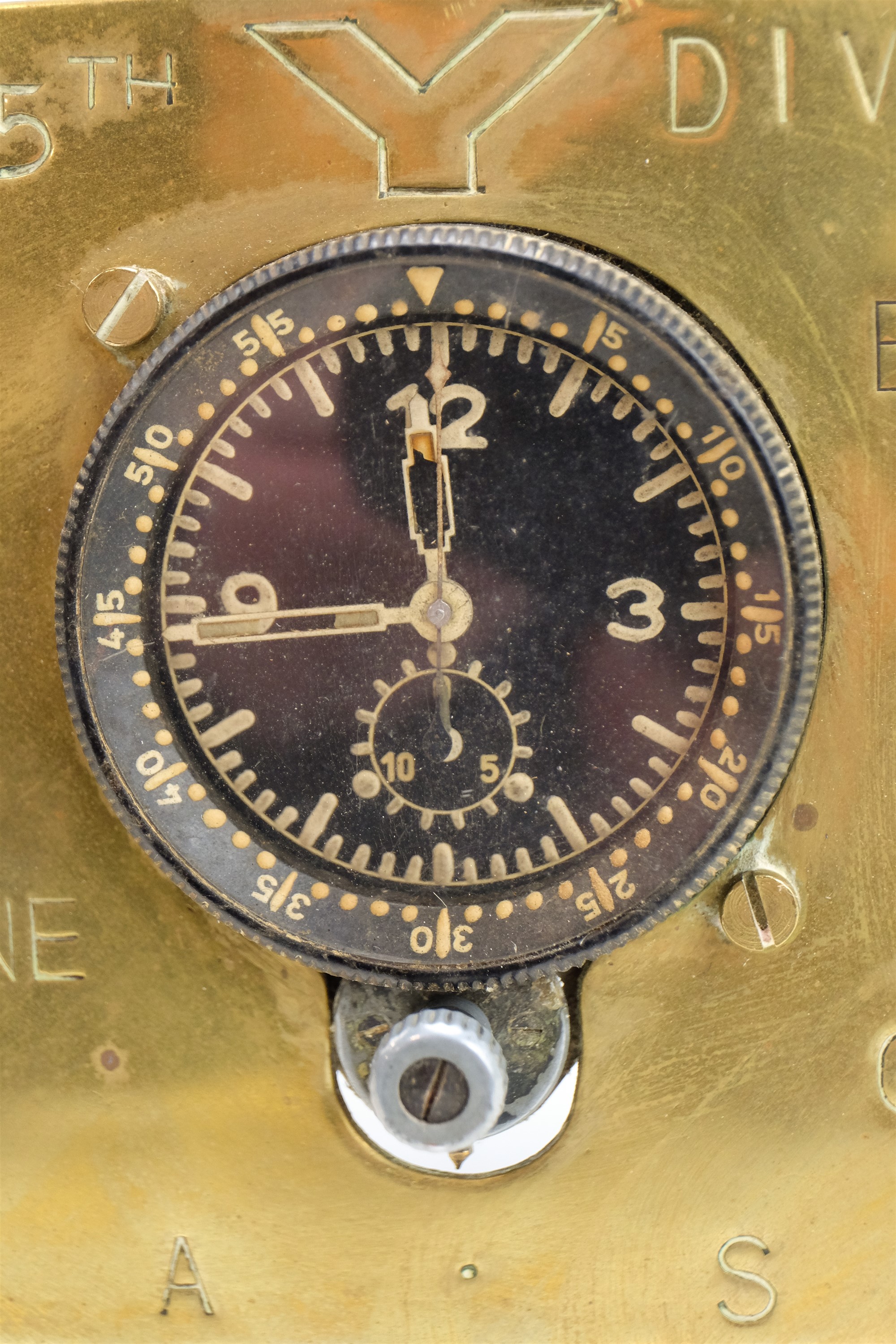 A German Third Reich Luftwaffe aircraft cockpit clock, mounted onto a brass stand by a Royal Army - Image 4 of 9