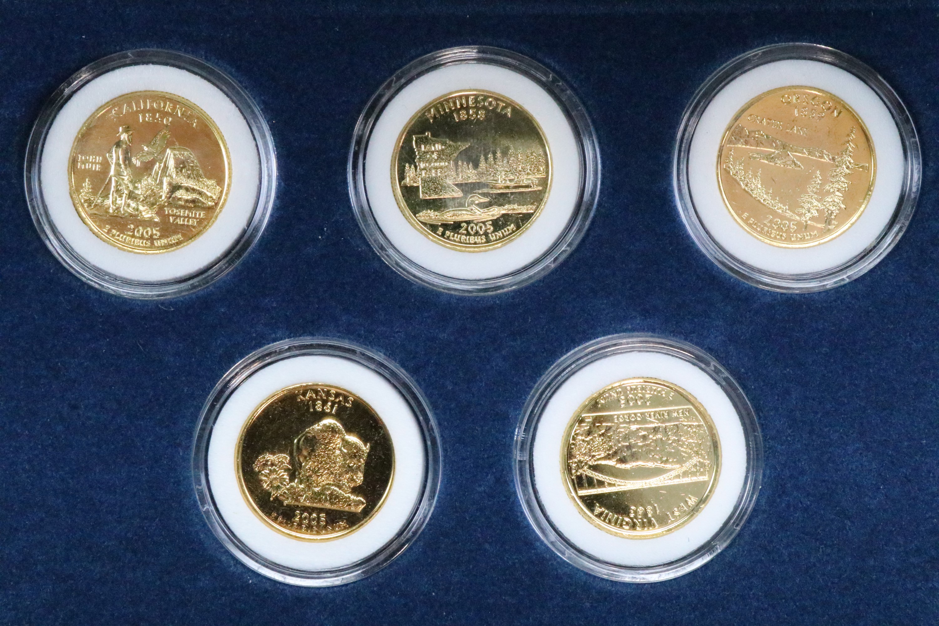 A large group of cased 24 ct gold plated "The United States 50 State Quarters Coin Collection" - Image 3 of 12