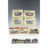 A group of boxed diecast cars, including Corgi Jaguar Track Car, Ford Escort and Zakspeed Capri, a