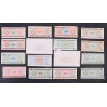 Cuban foreign exchange certificates "Series C", comprising two each of 500 pesos, 100 pesos, 50