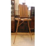 A late 20th Century artist's Mabef Sicillian beech work-box easel, 55 cm x 40 cm closed