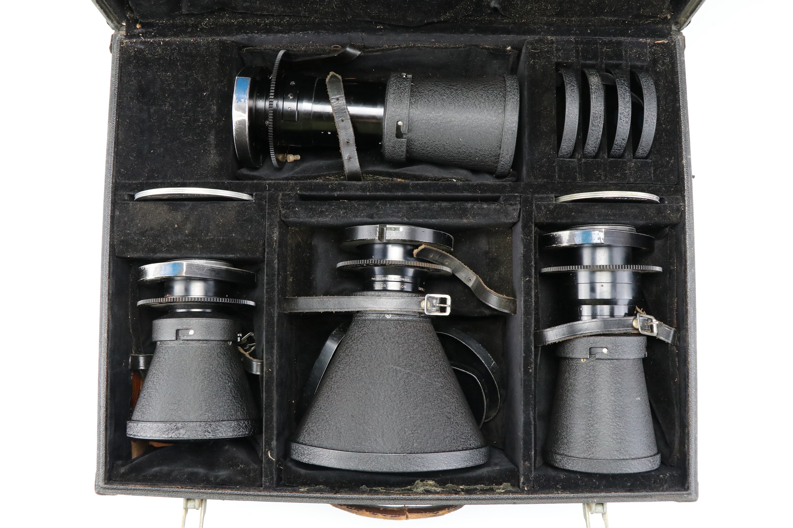 A cased set of Taylor and Hobson camera lenses, comprising an Ortal 2 inch 50 mm f/2 T2.3 TV Lens, - Image 2 of 39