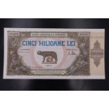 Romania 1947 "Cinci Milioane Lei" five million Lei banknote