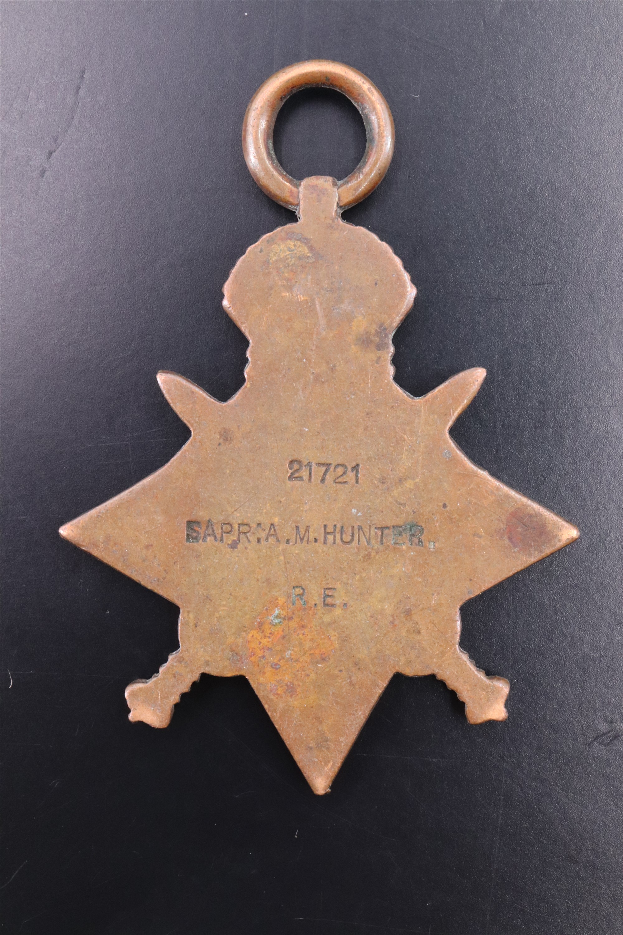 A 1914 Star and Victory medal to 21721 Sapr A M Hunter, Royal engineers, together with a Silver - Image 5 of 7