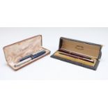 A cased blue Parker 51 fountain pen and propelling pencil set, together with an Eagle pen and pencil
