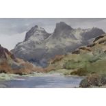 Edward Grieg Hall (1929 - 2017) An autumnal view of a Lakeland tarn, watercolour, signed, card