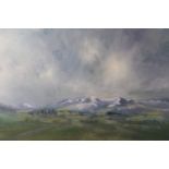 Maria Burton (Cumbrian, Contemporary) "Blencathra Glen", a bold, energetic depiction of the six fell