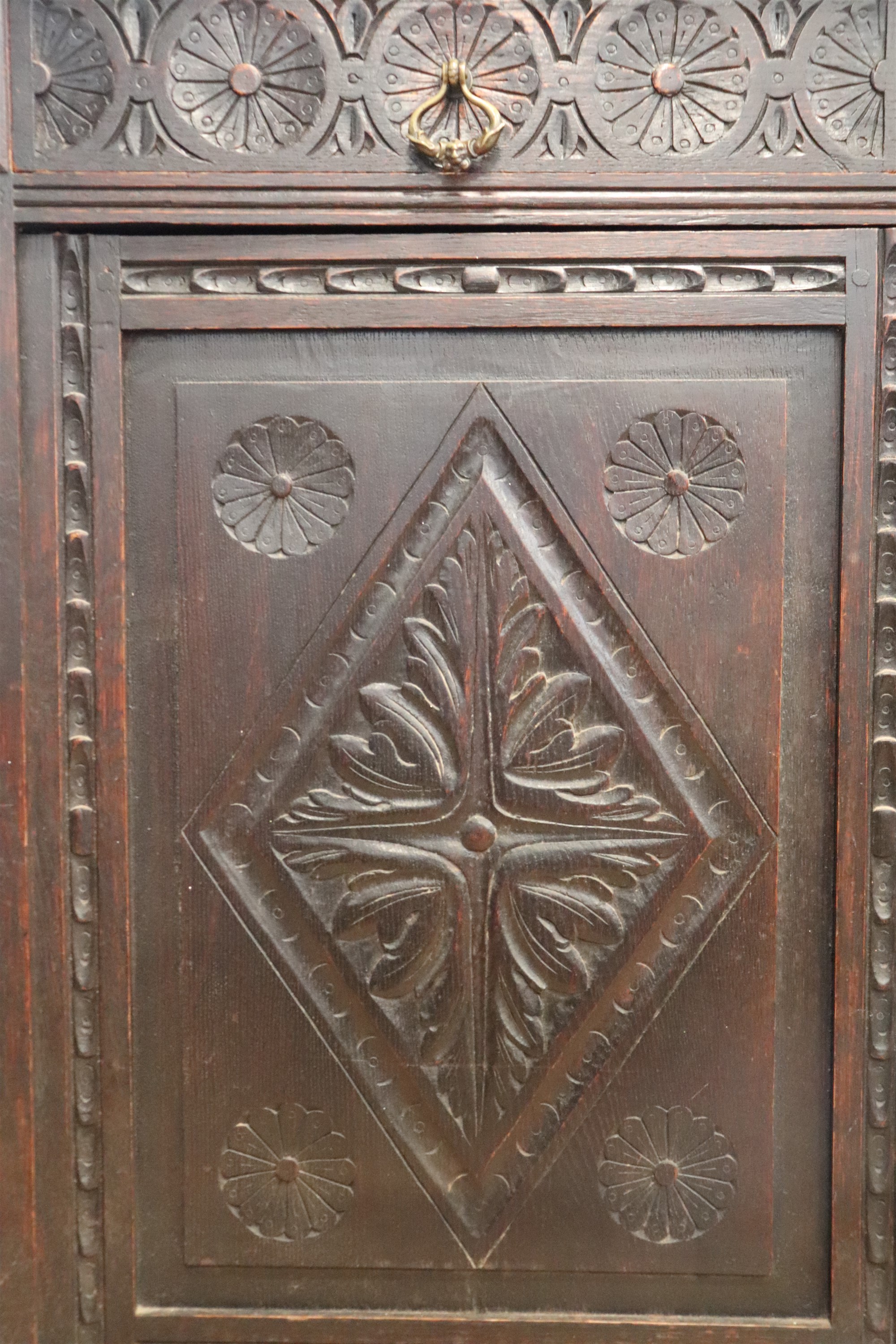 A late 19th / early 20th Century carved oak side cabinet, 130 cm x 49 cm x 101 cm - Image 3 of 5