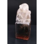 A Chinese carved quartz seal, its top carved in the form of a monkey, 6.5 cm