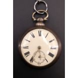 A Victorian silver pair-cased pocket watch, the English lever movement marked "V Glassman, Hull", on